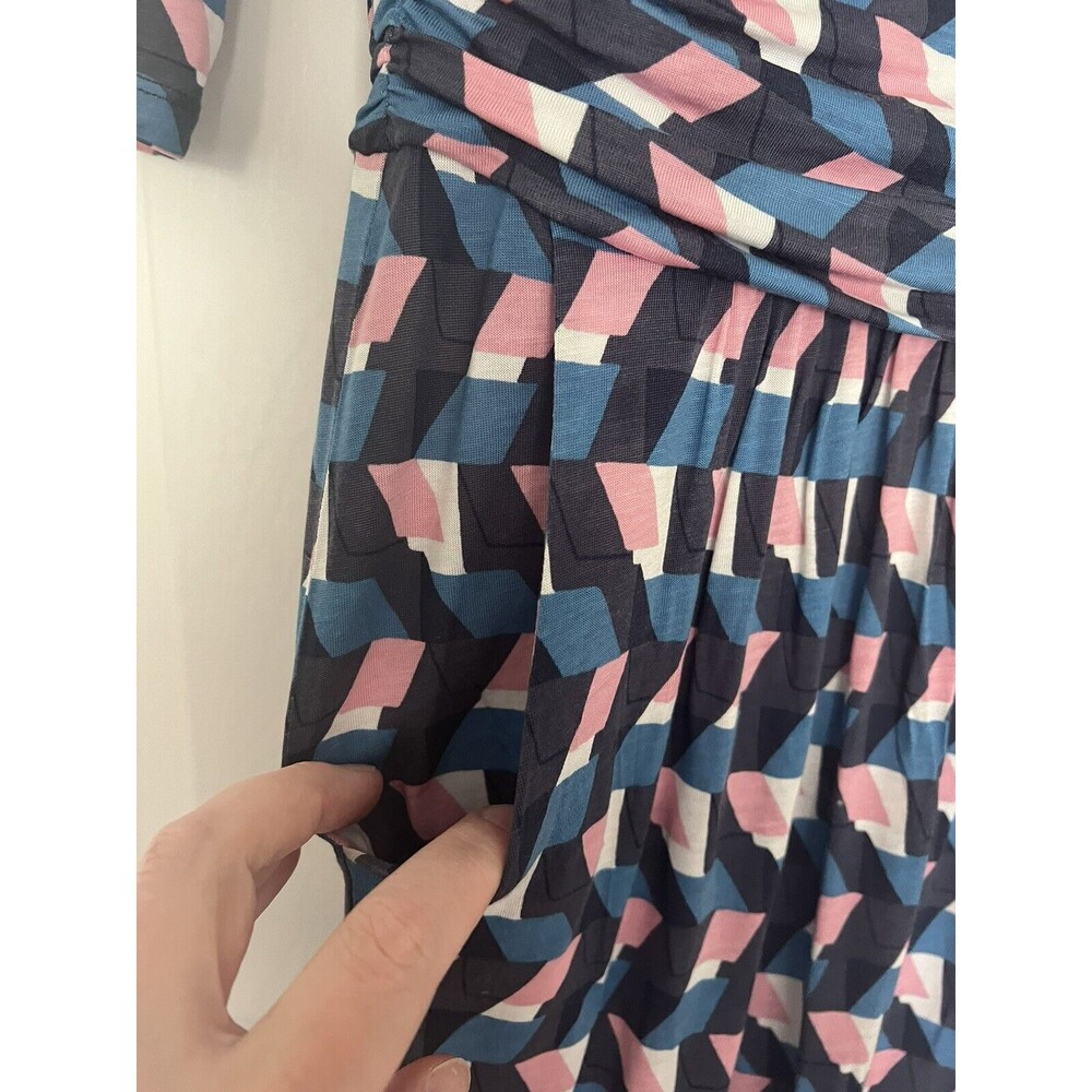 Boden Dress Geometric Print Midi Lined Size 8L Pockets - Picture 8 of 12